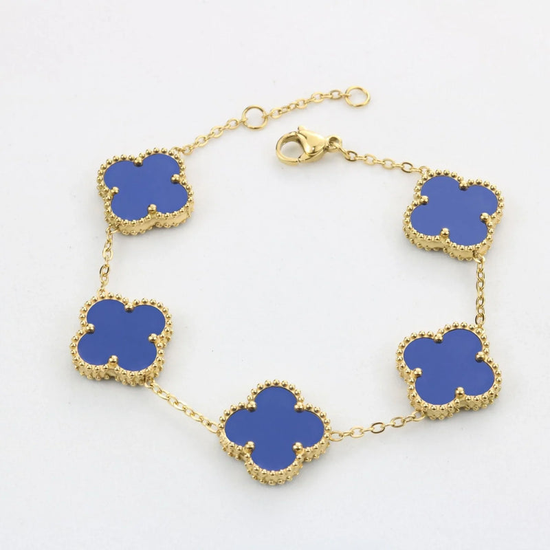 Armband Vierblatt Lucky Blau
