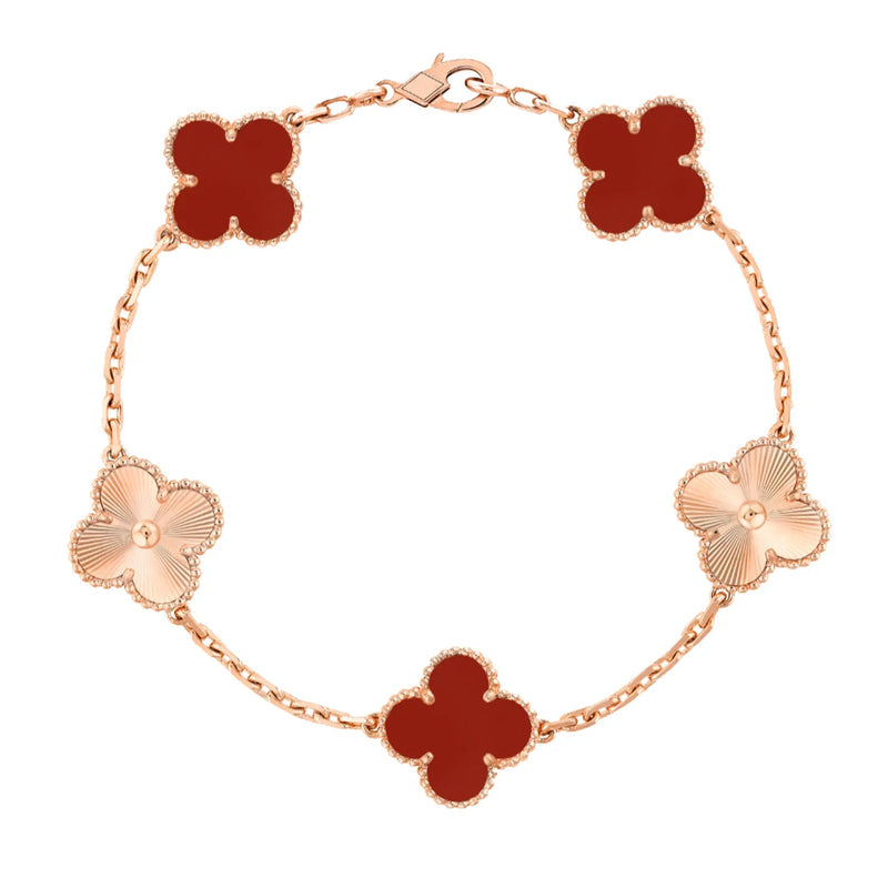 Amber Armband - Roségold / Rotes Muster Einheitsgröße