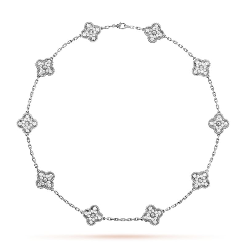 Halskette Mit Vierblättrigem Klee – Lavish 10 designs, Silber